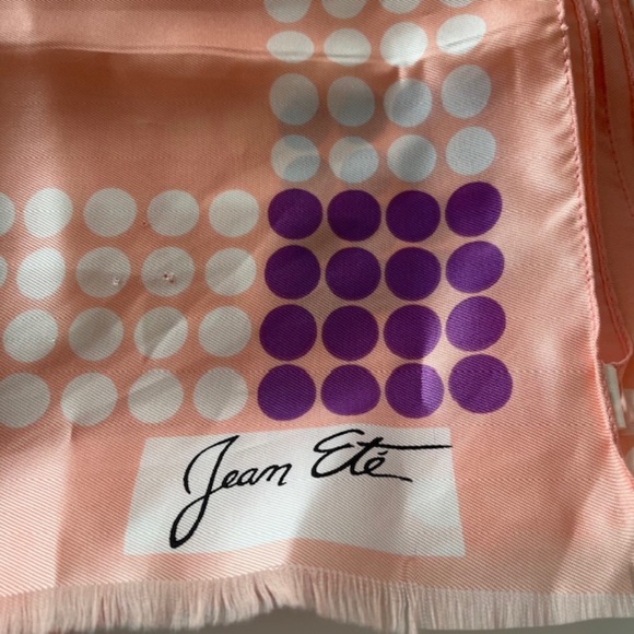 Jean Ete Vintage PolKa Dot Pink Scarf - Picture 2 of 4